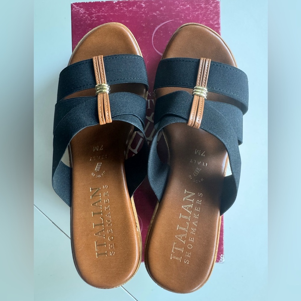 Black “sawyer” slip on wedges size 7 NIB